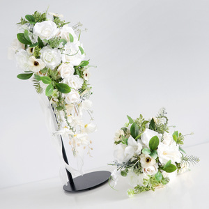 Bán buôn lãng mạn Nhân Tạo Hoa hồng <span class=keywords><strong>Handmade</strong></span> trang trí đám cưới phù dâu Bridal bó hoa cưới bó hoa - Product Image 3