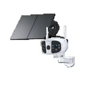 Eseecloud IP pro energía solar 4K nube exterior 180 grados cámara de vigilancia doble lente CCTV cámaras 360 WiFi cámara panorámica