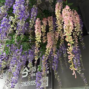 มงกุฎดอกไม้ประดิษฐ์ ดอกวิสทีเรีย ดอกไม้ผ้าไหม สีม่วง ชมพู ขาว กิ่งเดี่ยว ตกแต่งงานแต่งงาน ตกแต่งบ้าน - Product Image 4