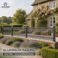 Système de balustrade en aluminium écologique résistant aux UV, alliage 6063, thermolaqué, avec balustrade en verre pour villa
