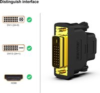 Adaptateur SYONG DVI vers HDMI, mâle vers femelle avec cordon plaqué or, lot de 2, convertisseur de port DVI-D bidirectionnel, connecteur 4K 1080P
