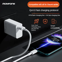 Charger USB 33W 67W 120W Laris Manis, Kabel USB C 6A, Adaptor Daya Pengisian Cepat USB-A untuk Xiaomi Mi11/Mi112 Pro
