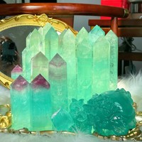 Obélisque en Fluorite Verte Naturelle Polie, Pointe de Cristal, Fourniture d'Usine pour Magasin de Cristaux, Inventaire, Décoration Spirituelle, Cadeau