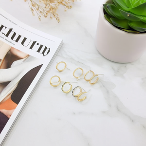 Orecchini a Cerchio in Acciaio Inossidabile Placcati Oro, 12 Paia, Orecchini Pendenti alla Moda, Gioielli Unisex Prodotti in Cina - Product Image 3