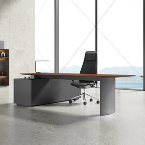 Hiện đại hiện đại sang trọng kim loại chân l-hình dạng CEO Ông Chủ bàn điều hành văn phòng bàn với tủ lưu trữ bên dễ dàng lắp ráp - Product Image 1
