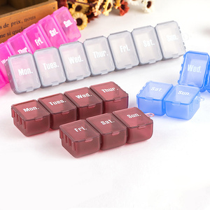 Boîte à pilules hebdomadaire de voyage en gros, organiseur portable en plastique à compartiments, étuis à pilules <span class=keywords><strong>pour</strong></span> vitamines, boîte à médicaments - Product Image 5