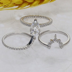 Benutzer definiertes GRA-Zertifikat Mossanite <span class=keywords><strong>Ring</strong></span> DE VVS1 3CT Birne Moissan ite <span class=keywords><strong>Silver925</strong></span> <span class=keywords><strong>Ring</strong></span> Set - Product Image 2