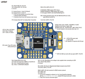 ระบบ Matek Mateksys ตัวควบคุมการบิน F405-TE STM32F405RGT6 ICM42688P SPL06 ช่อง OSD 6x UARTs 1x I2C 11x เอาต์พุต PWM - Product Image 2