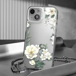 Di lusso bianco stampa di fiori placcato argento chiave TPU custodia per telefono cellulare per <span class=keywords><strong>Iphone</strong></span> 8 X Xr Xs 11 <span class=keywords><strong>12</strong></span> 13 14 15 16 17 Pro Max - Product Image 3