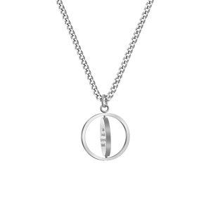 Collar giratorio de acero inoxidable personalizado, collar giratorio redondo con nombre o logotipo personalizado, collares de joyería de moda - Product Image 1