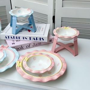 Bol alimentaire en céramique style Ins, modèle anti-noircissement 005, gamelle pour animaux de compagnie pour aliments en conserve, lyophilisés et eau - Product Image 2