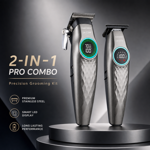 Ensemble de tondeuse à <span class=keywords><strong>cheveux</strong></span> électrique 2 en 1, tondeuse professionnelle sans fil rechargeable, écran LED, lame en céramique, kit de toilettage pour hommes - Product Image 3