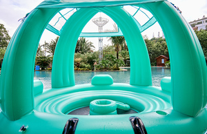 OUTAFUN PVC Portable Swimming <strong>Inflatable</strong> Backrest Floatie Custom Size <strong>Pool</strong> <strong>Float</strong> 3-Person Small Floating Island - Product Image 3