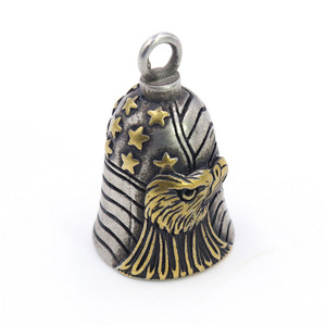 Cloche de moto vintage <span class=keywords><strong>en</strong></span> acier inoxydable avec logo personnalisé du fabricant, motif Aigle américain porte-bonheur - Product Image 1