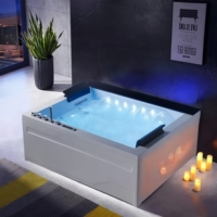 Baignoire Spa Traditionnelle Luxueuse pour Hôtel, Jacuzzi 2 Personnes, Massage, Acrylique, Grande Taille, Contrôle Numérique, Cascade