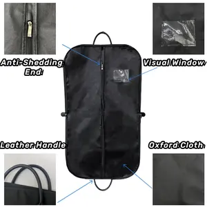 Black Suit Cover Bag Personalized Luxury Suit Protector Cover Business Travel Oxford Garment Bag For Men