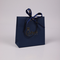SUNNY PACK, fabricant d'emballages pour bijoux depuis 18 ans, sac en papier bleu de luxe avec ruban, impression personnalisée pour bijoux