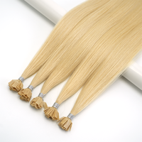 Extensions de cheveux humains de luxe vierges russes Remy pré-collées, blanchies, à pointe plate douce, double tirage, bouclées crépues, type K-tip
