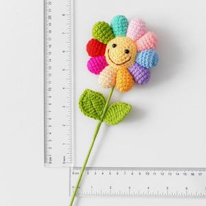 ดอกไม้ผ้าขนแกะทอมือของเด็กมีสีสันดอกทานตะวันอมยิ้มช่อดอกไม้เจ็ดสีใบหน้ายิ้มดอกไม้นิรันดร์ - Product Image 4