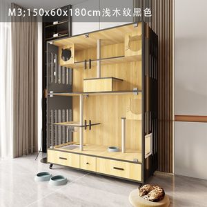 Villa pour chat en bois massif respirant de luxe moderne, armoire pour chat d'intérieur avec fonction pliable pour une utilisation dans le salon - Product Image 4