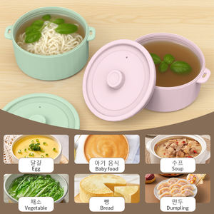 หม้อซิลิโคนสำหรับนึ่งอาหารในไมโครเวฟ พร้อมฝาปิดและหูจับ ผลิตในเกาหลี ใช้สำหรับนึ่งอาหาร ต้มบะหมี่กึ่งสำเร็จรูป ปลอดสาร BPA เหมาะสำหรับผัก - Product Image 5