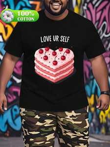 T-shirt Love Ur Self Heart Cake Nera Unisex a Maniche Corte Vestibilità Comoda Casual 100% Cotone 180g Stampa Digitale Girocollo in Jersey - Product Image 3