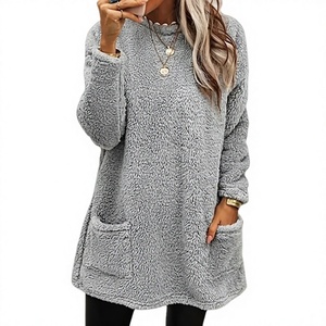 Nuova <span class=keywords><strong>Felpa</strong></span> Invernale da <span class=keywords><strong>Donna</strong></span> con Tasche e Maniche Lunghe in Pile per Europa e America - Product Image 1