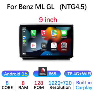 Autoradio Android 15 avec Navigation et Carplay pour <span class=keywords><strong>Mercedes</strong></span> Benz ML/GL SLK/<span class=keywords><strong>SLC</strong></span>/SL 2012-2015 Lecteur Multimédia Vidéo Stéréo BT WIFI - Product Image 4