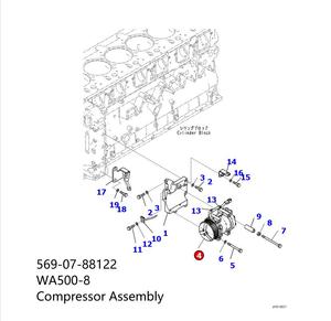 Sanden sd7h13 Bánh Xe Tải WA500-7 WA500-8 <span class=keywords><strong>AC</strong></span> điều hòa máy nén 569-07-88122 cho KOMATSU - Product Image 2