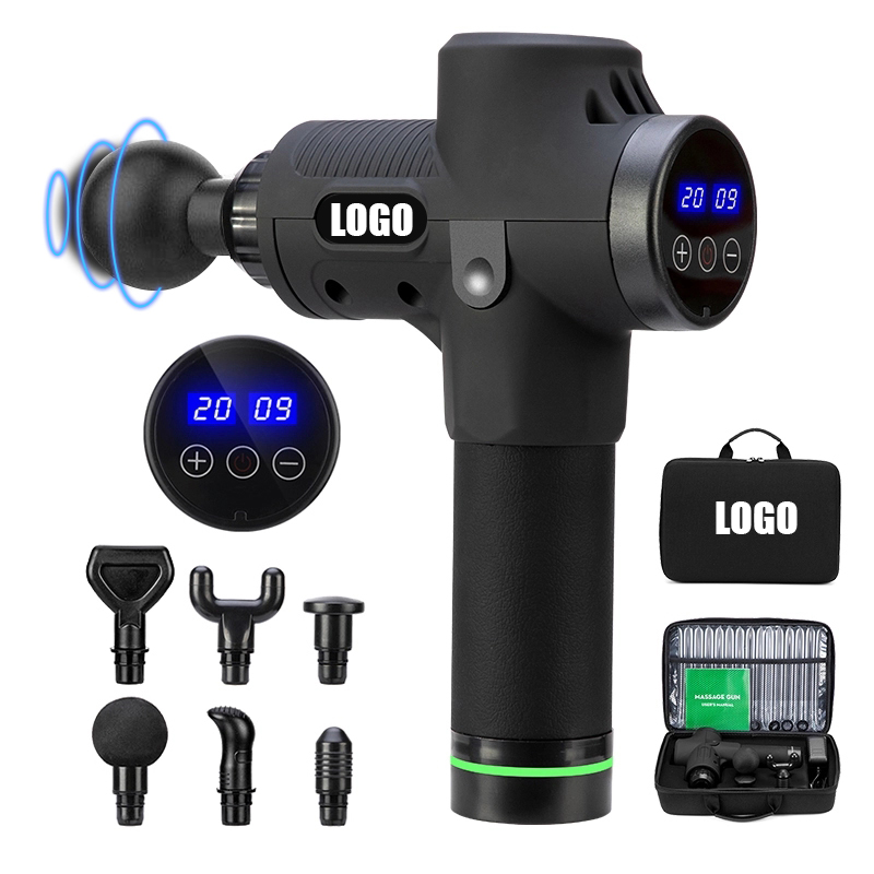 Ручной массажный пистолет для глубоких тканей, устройство для массажа мышц с аккумулятором и сенсорным экраном, 30 скоростей, вибрация тела