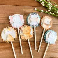 Waldtier-Kuchendekoration - Löwe und Elefant Desserttisch - Dschungel-Thema Kuchenpräsentationsbrett Kuchenaufsätze Großhandel