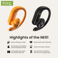 Écouteurs sans fil Bluetooth V6.0 HTC NE61 AI Translator avec réduction de bruit, TWS, sport, moniteur de fréquence cardiaque