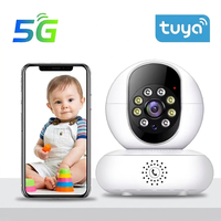 Caméra de sécurité WiFi double bande 5G 2.4G TUYA APP 355 °   Caméra mobile inclinable et orientable avec surveillance à distance et alertes push en temps réel