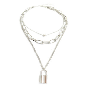 Collier superposé tendance en alliage de zinc doré, pendentif cœur multi-couches, chaîne de pull, bijoux pour femme - Product Image 5