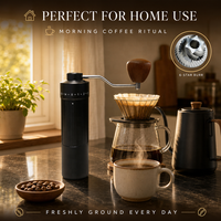 Moulin à café manuel tout-en-un pour la vente en gros, à meules 6 étoiles, réglage externe, cuve à poudre 30g, compatible OEM ODM, logo personnalisé