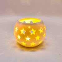 Lanterne en céramique étoile et lune, porte-bougie LED, lumière chaude, lampe de table pour la décoration de Noël, cadeau de fête de Noël