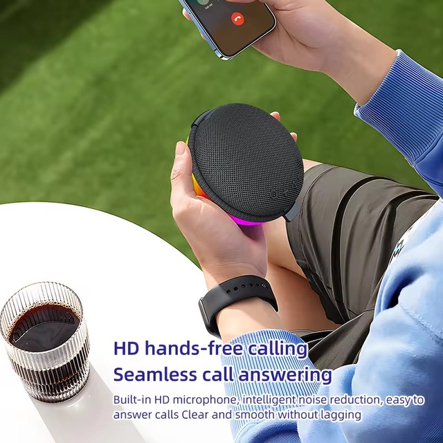 Factory Direct Portable Bluetooth Speaker with RGB Light Waterproof 6W Output Fabric Surface OEM ODM Accepted