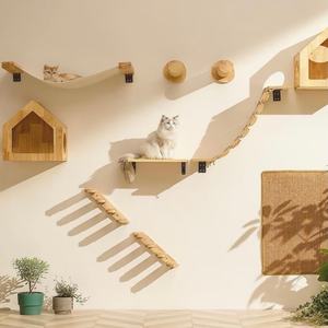Grosir rak cakar kucing pasang dinding besar Modern kayu polos kualitas tinggi rak tempat tidur gantung kucing pohon Natal panjat dinding kucing - Product Image 1