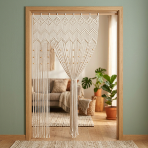 Panel de Cortina Rectangular de Macramé Boho Hecho a Mano, de Cuerda de Algodón, para Decoración del Hogar y Sala de Estar - Product Image 2