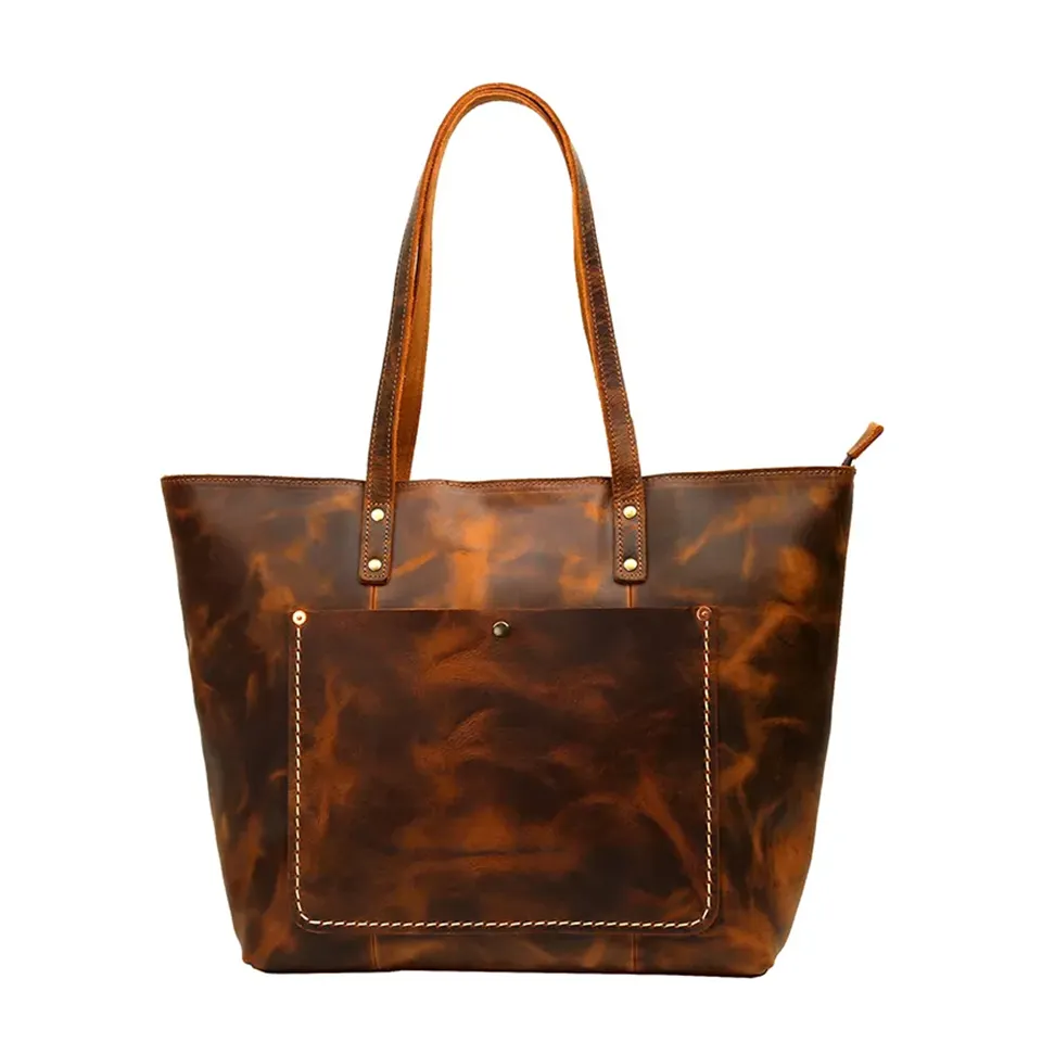 Manufacturer Genuine Leather Lade Handbag Laptop Tote bag Women Shoulder bag Vintage bag