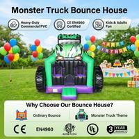 Château gonflable Monster Truck avec toboggan, pour fêtes d'enfants, qualité commerciale, certifié CE EN4960 ASTM F2374 UL, garantie 3 ans