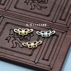 Conector de Adorno para el Cabello con Nudo Chino, 11x24mm, Chapado en Oro y Plata, Estilo Antiguo, Accesorio para Manualidades - Product Image 1