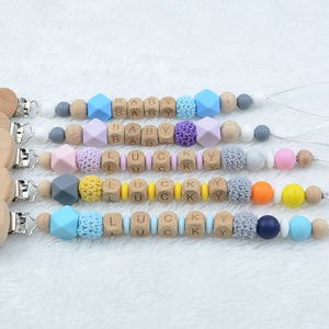 Mordedor <span class=keywords><strong>de</strong></span> silicona masticable para bebé, soporte <span class=keywords><strong>de</strong></span> cuentas <span class=keywords><strong>de</strong></span> felpa <span class=keywords><strong>de</strong></span> madera para <span class=keywords><strong>chupete</strong></span> con alfabeto, cadena con Clip - Product Image 3