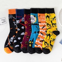 Fabrication de chaussettes pour femmes pour Halloween, motifs de dessins animés, chaussettes en coton respirant pour femmes, vente en gros