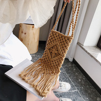 Caliente pequeño de moda Boho algodón niñas regalo Smartphone bolsa móvil soporte macramé hombro hecho a mano teléfono bolsa