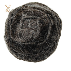 Parrucchino da <span class=keywords><strong>uomo</strong></span> all'ingrosso per fabbriche, in pelle sottile naturale, con <span class=keywords><strong>capelli</strong></span> Remy indiani e chiusura in pizzo dal design ottimizzato - Product Image 2