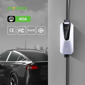 Ovrod Tesla Portable Ev Charger 40a Ev Charging Socket Electric Car Vehicle Ev Charging Station