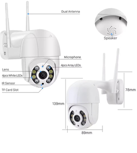 Kamera pengawas nirkabel, kamera kubah 360 derajat 2mp 1080p Wifi luar ruangan, pelacak gerakan malam warna - Product Image 2