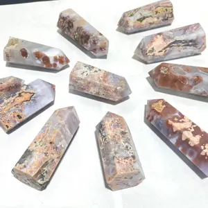 Wholesale Natural Pink Agate Tower High Quality Pink Agate Crystal Points For Sale And Decoration