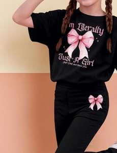 Completo Elegante Personalizzato <span class=keywords><strong>per</strong></span> <span class=keywords><strong>Bambina</strong></span>: T-Shirt Casual con Fiocco e <span class=keywords><strong>Pantaloni</strong></span> a Zampa, Abbigliamento Scolastico Estivo 4-7 Anni - Product Image 5